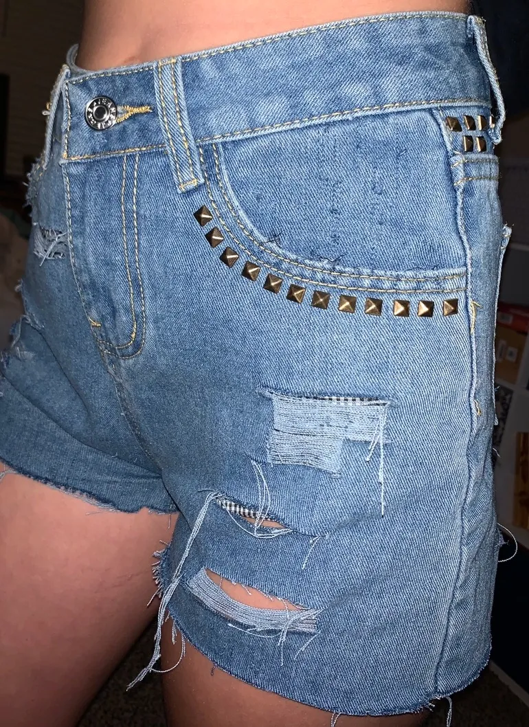 Vintage Rock N Roll Denim Shorts Blue Size M - Image 3