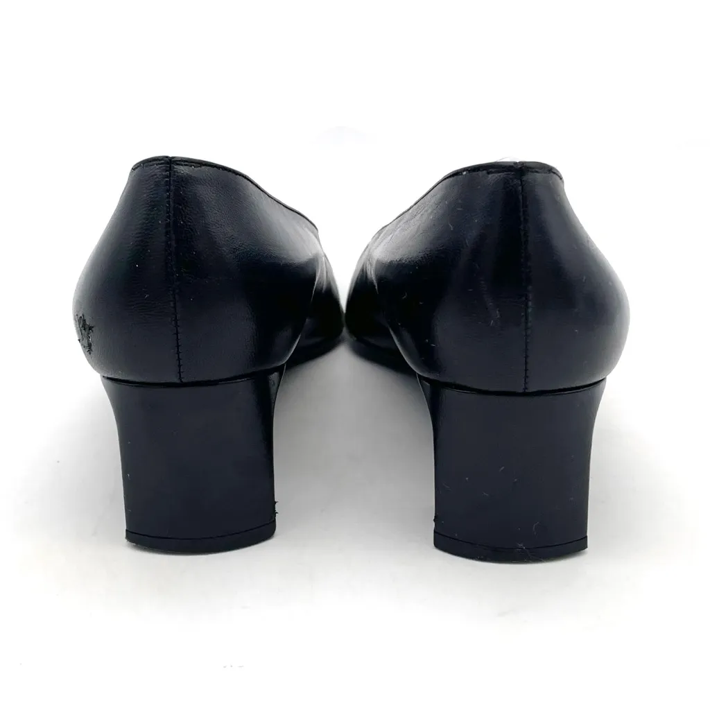 St. John Black Leather Cap Toe Heels Made in Italy Pumps Size 7 Vintage 80s 90s - Image 8