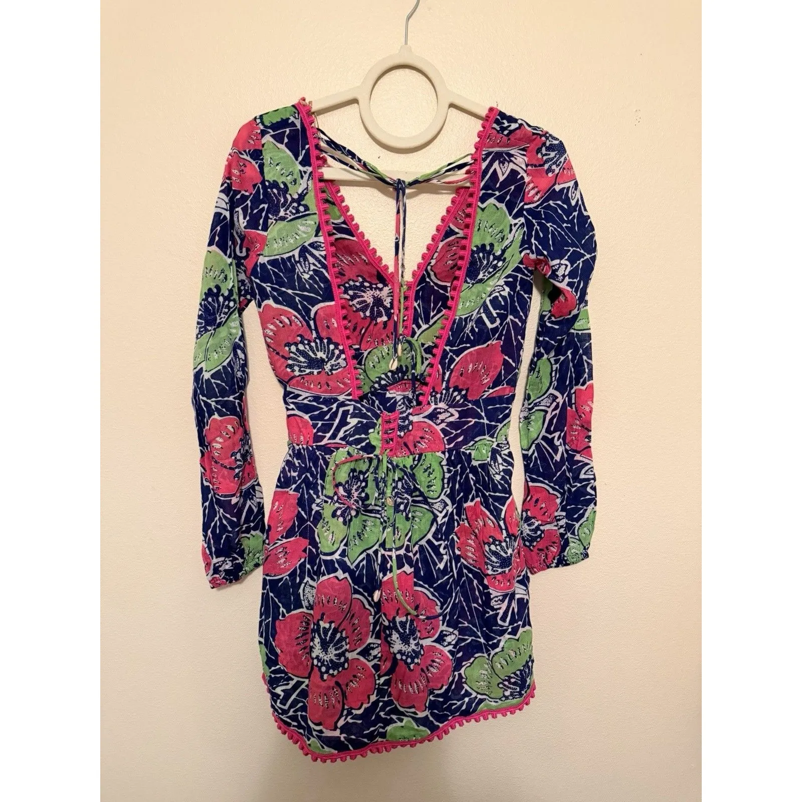 NEW Inda Adila Mini Dress Women’s Size XS Multicolor Lilly Seashell Tie - Image 5