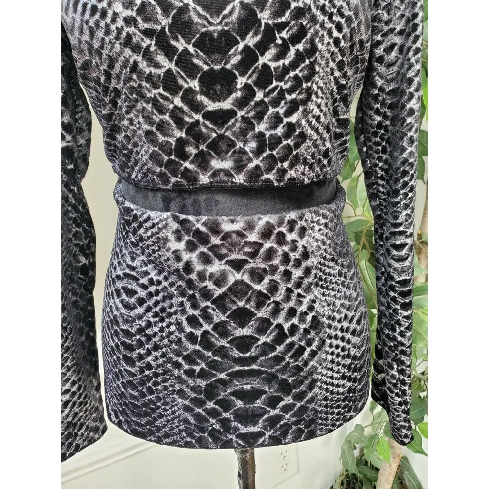 Akira Women Gray Polyester Mock Neck Long Sleeve Casual Top Blouse Size X-Large - Image 3