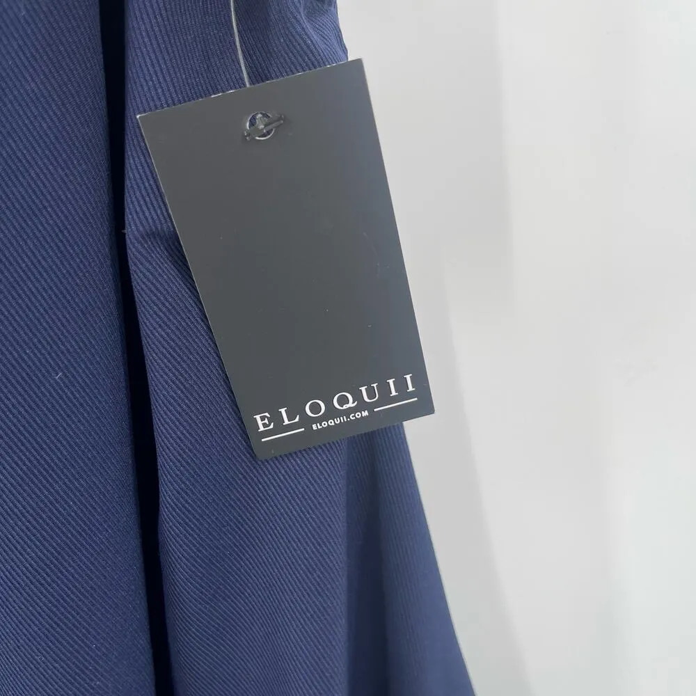 ELOQUII Dress Size 20 Navy NWT Midi Stretch Sleeveless Ruched Bodycon Plus Curvy - Image 5