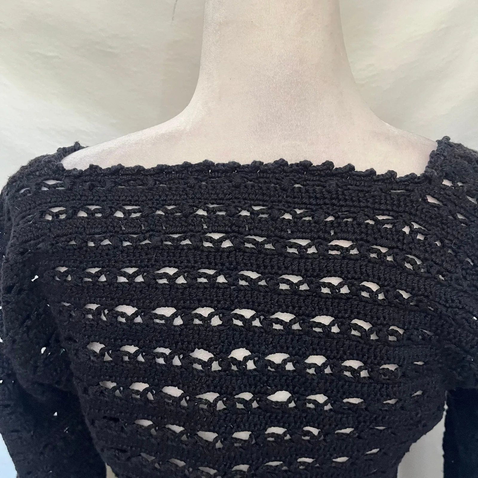 Handmade  Crochet Open Womens Sweater Sz S Y2K Witchy Fairy Grunge Festival Goth - Image 5