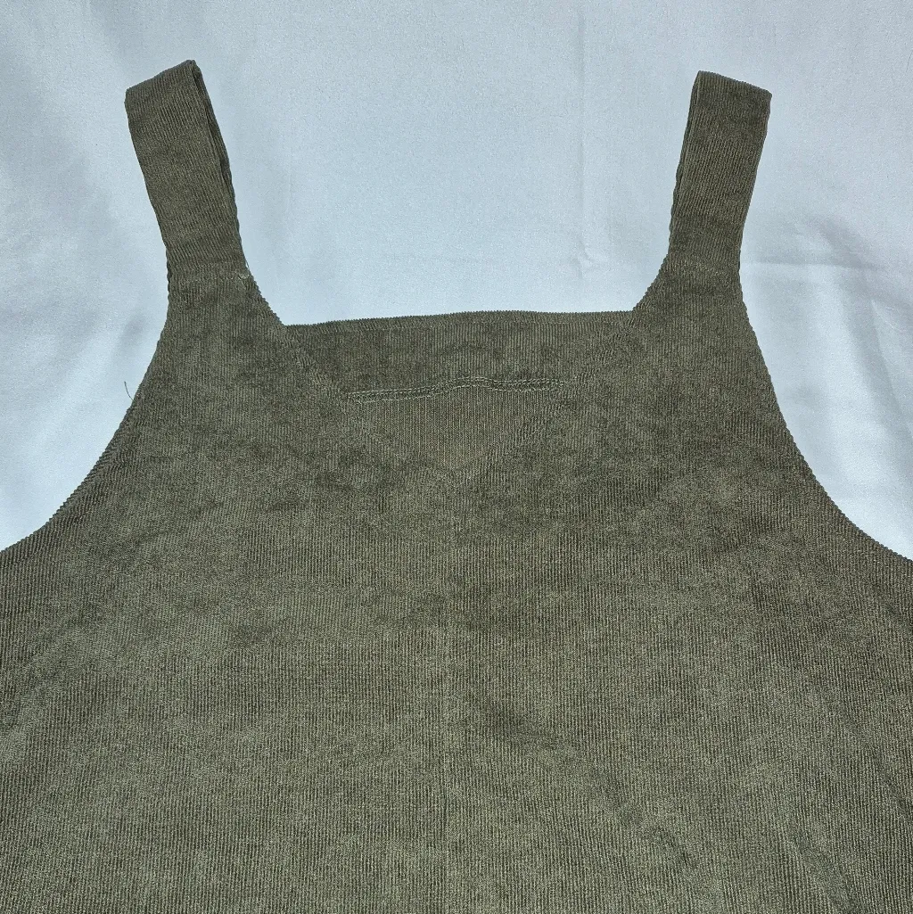 Olive Green Corduroy Pinafore Dress | Adjustable Straps | Small - Image 3