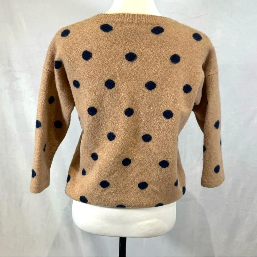100% merino wool mocha tan and ivory crewneck sweater size medium - Image 6