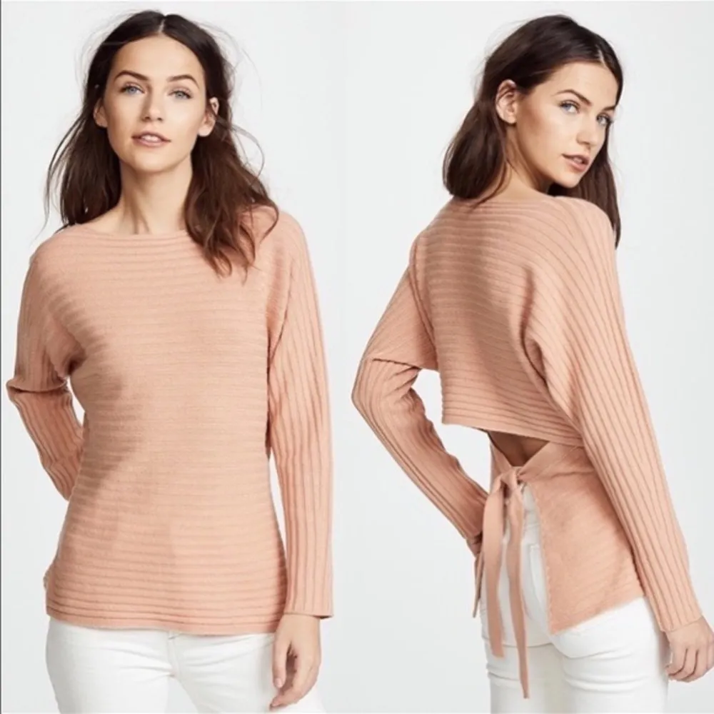 Vince • Tie Back Sweater blush pink cashmere open dolman sleeve ribbed bateau - Image 9