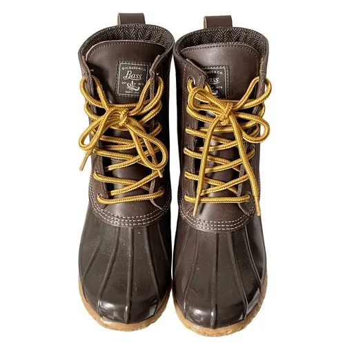 Bass Harlequin F16 Women's 6M Brown Leather Duck Boots Lace Up Waterproof Bean Size 6 - Image 6