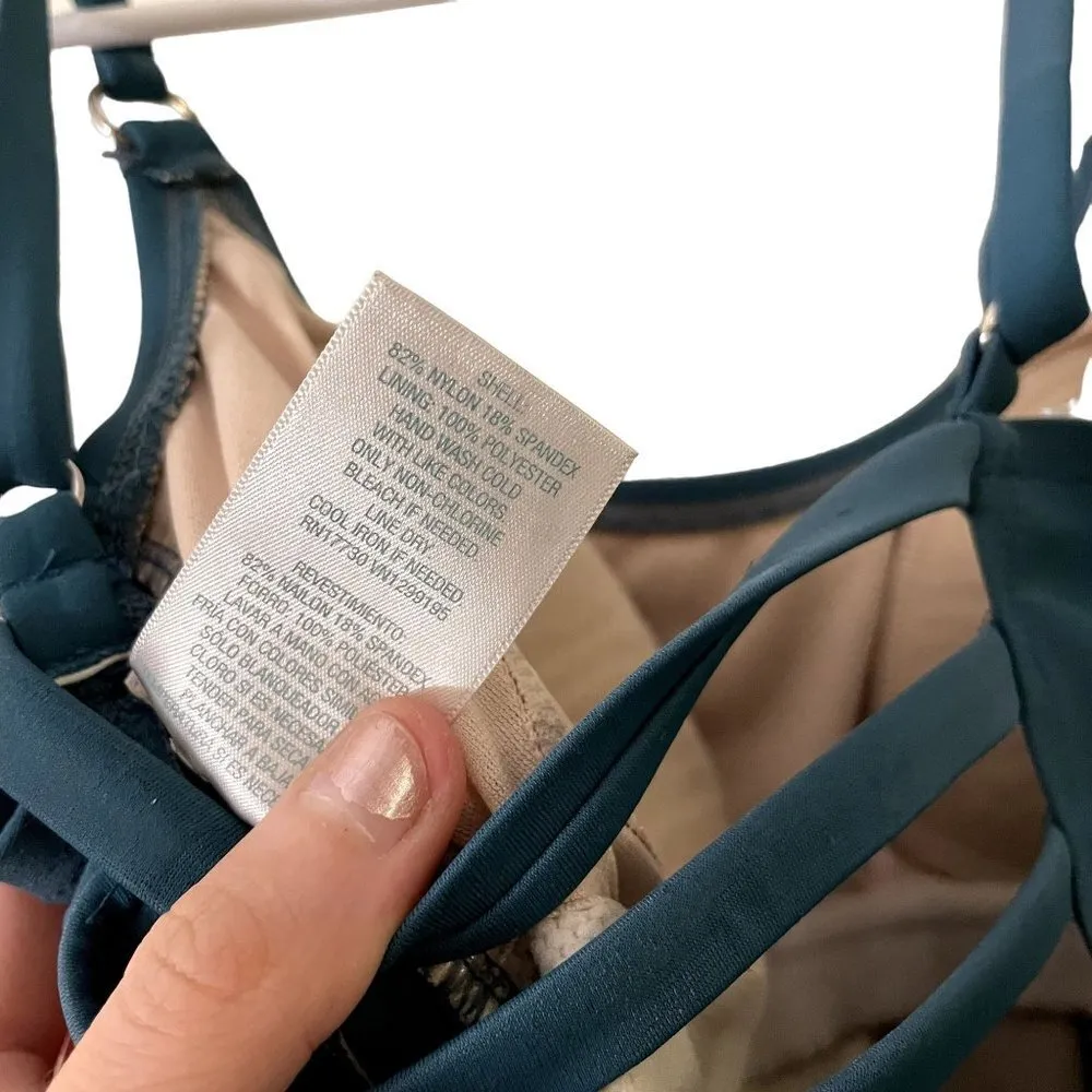 Kona Sol turquoise one piece ruched swimsuit strap detail comfortable adjustable - Image 7