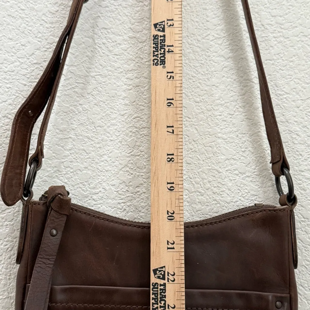 FRYE Melissa Swing Pack Zip Dark Brown Leather Shoulder Crossbody Bag - Image 9