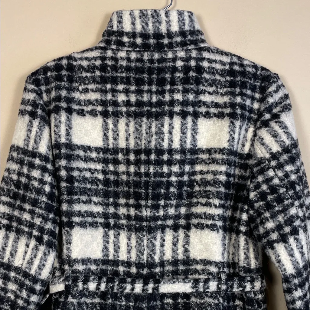 Banana Republic Women’s Wool Plaid Knit Collared Belted Comfy Button-Up Pea Coat - Image 9