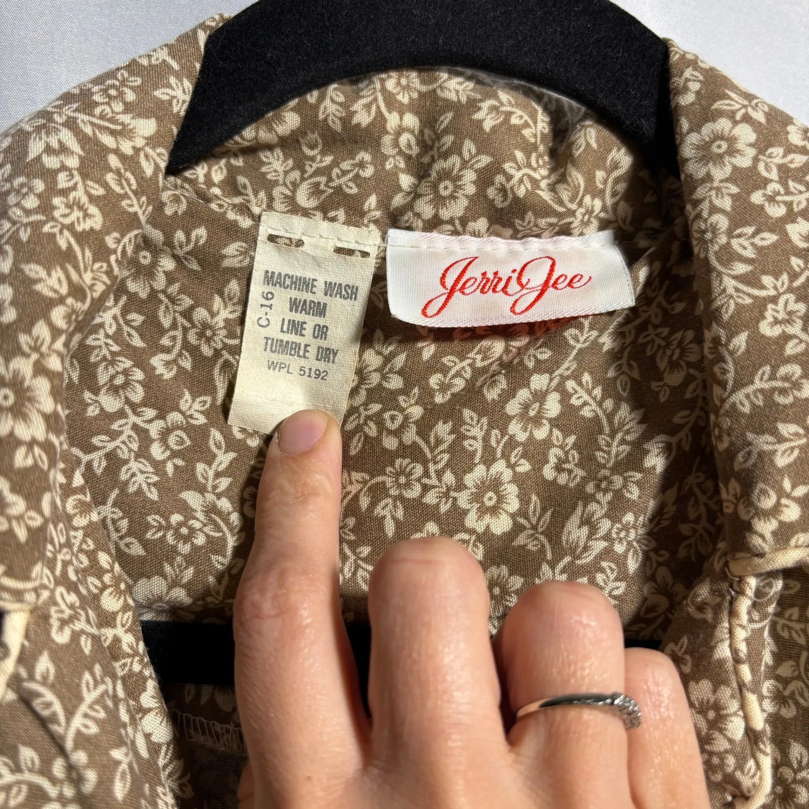 Vintage Brown Floral Prairie Midi Maxi Dress Long Sleeve Cottage Core Boho M SEE Size M - Image 3