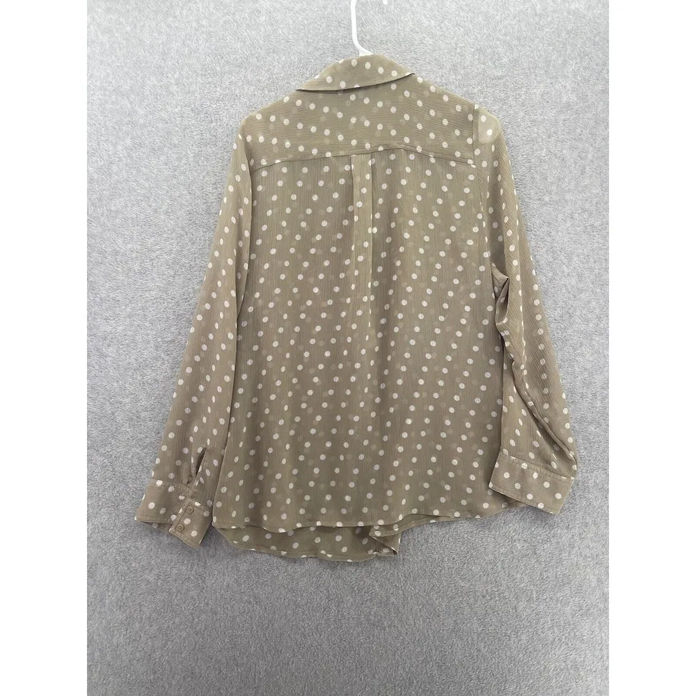 Express Women's button Down Shirt Polka Dot Roll Tab Sleeve Size Small Sheer - Image 2