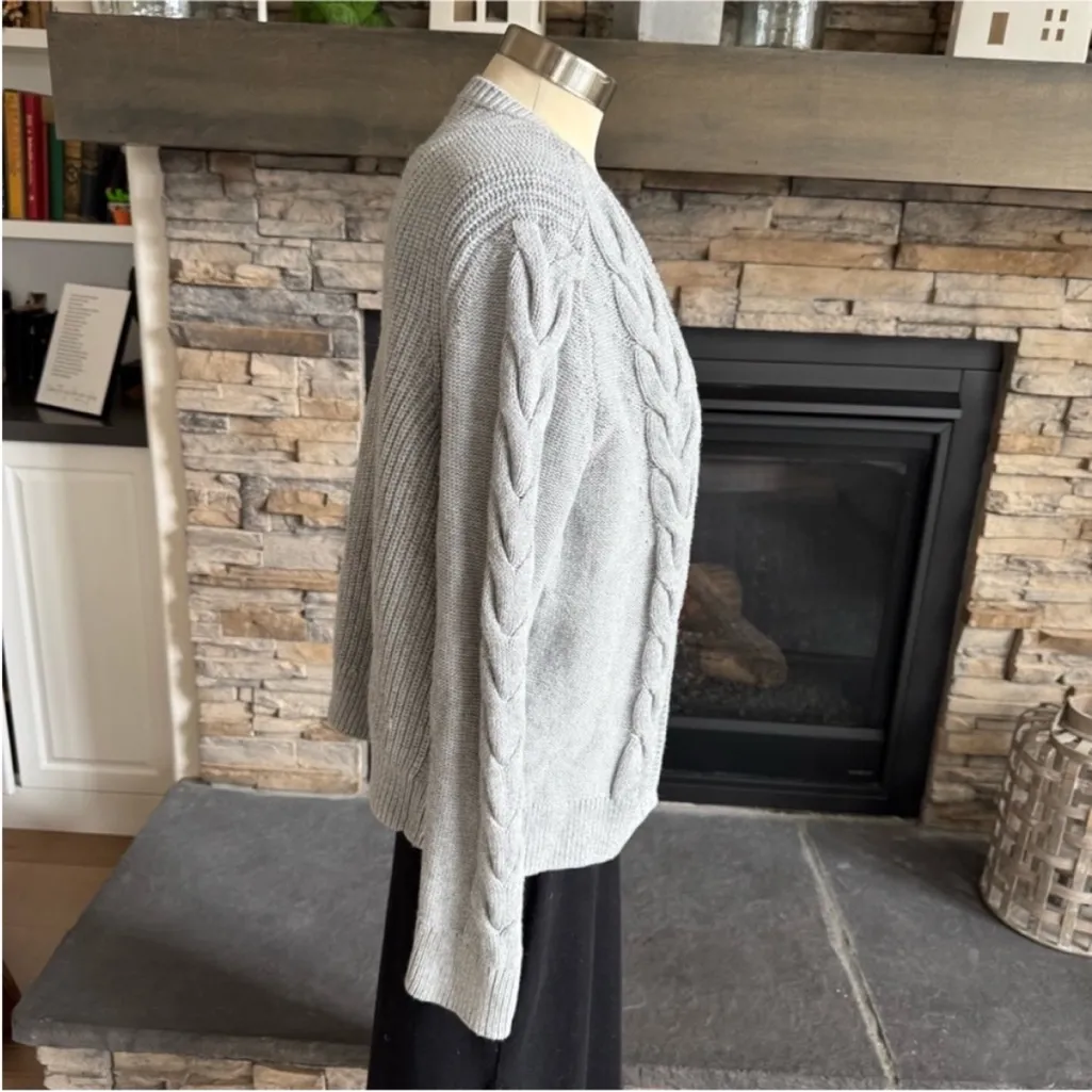 Halogen Heather Gray Cable Knit Cardigan - Image 3