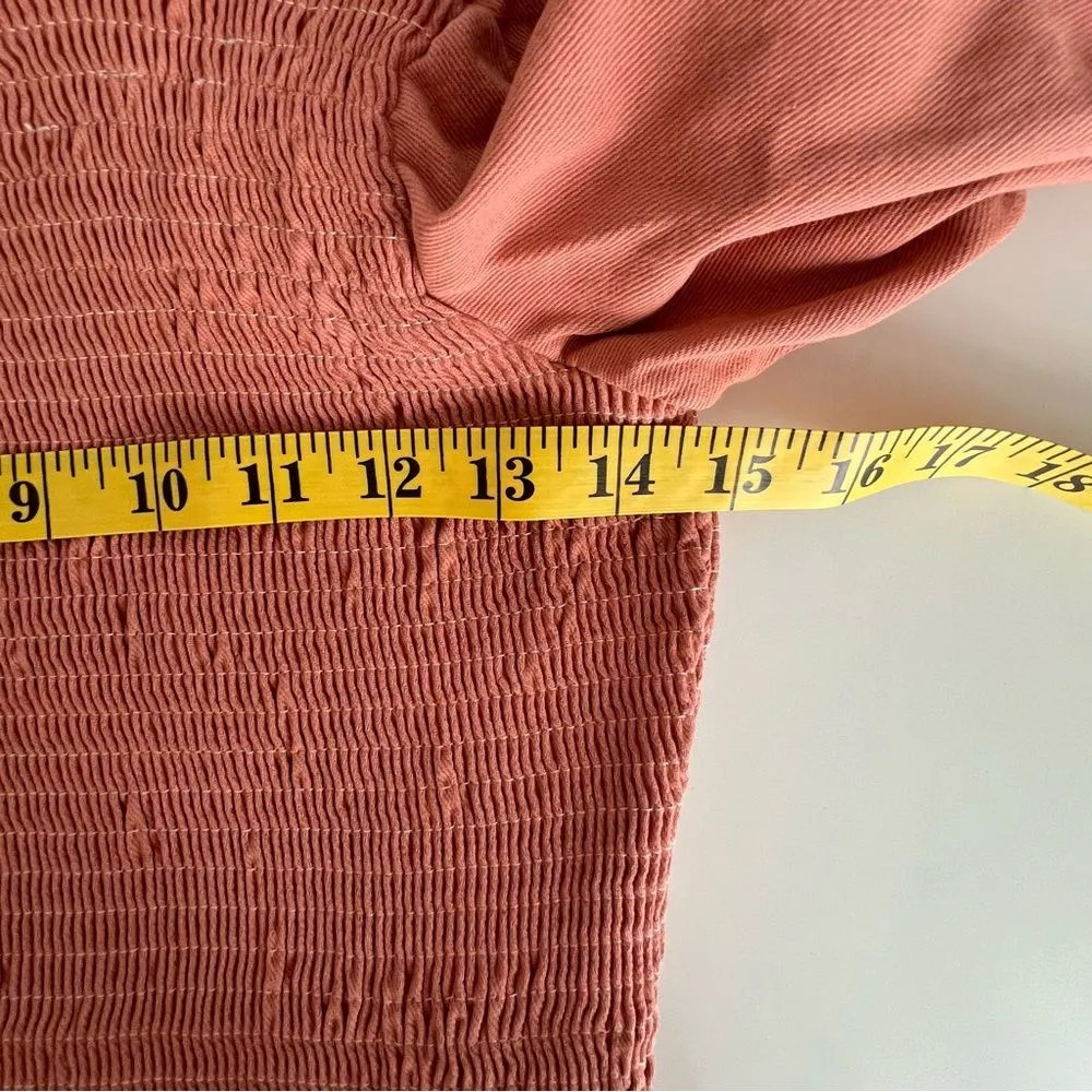 Eliyas Label Smocked Milkmaid Dress Size XS Ruffle Cottagecore Romantic Orange - Image 5