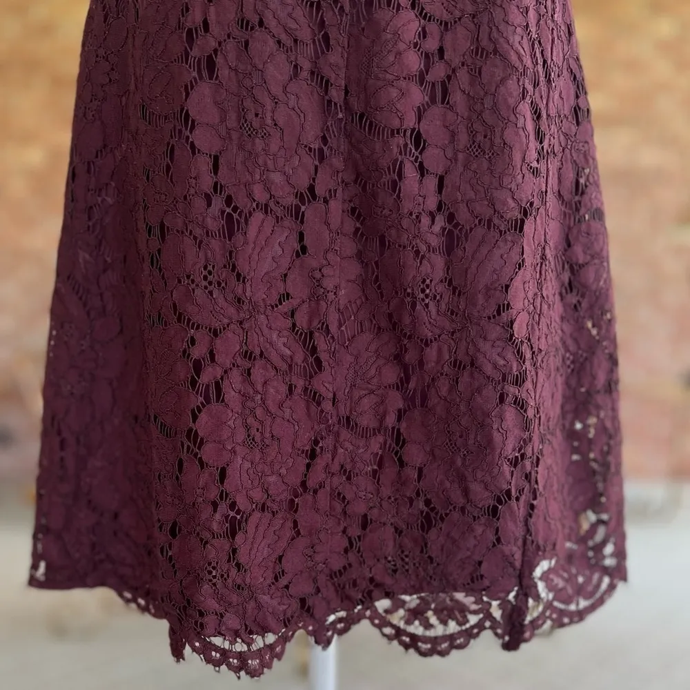 Ann Taylor Dress Lace Fit & Flare Purple Plum Mini Sleeveless 4P Cocktail Work - Image 5