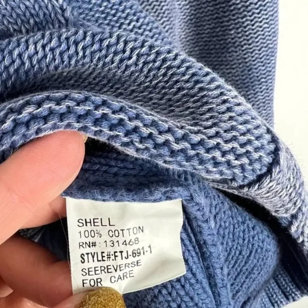 Fate by LFD Garment Dyed Caged Neckline Sweater Blue Fall Size Medium M EUC - Image 9