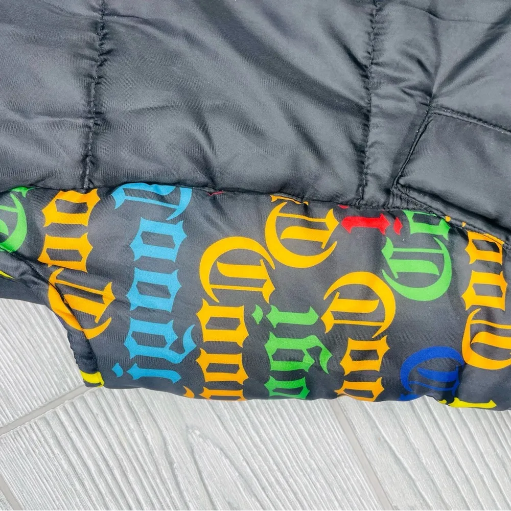 Coogi Puffer Vest Full Zip Black jacket vest w/ rainbow logo sleeveless shirt sm - Image 3