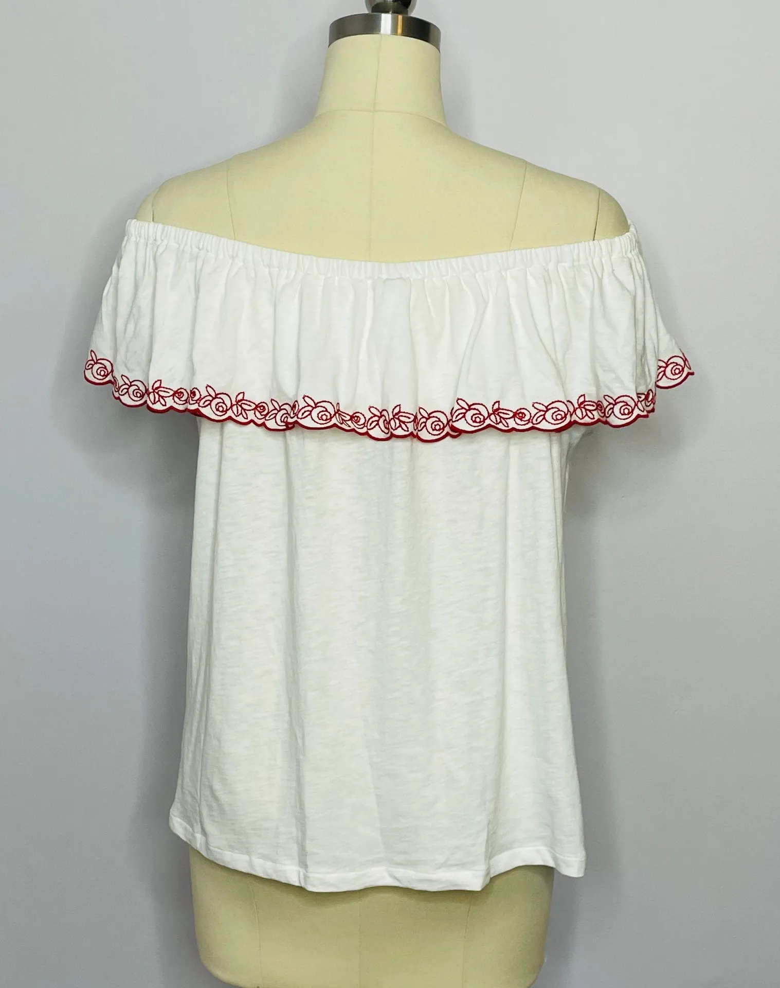 J. Crew Rose Off The Shoulder Embroidered Top XXL - Image 3