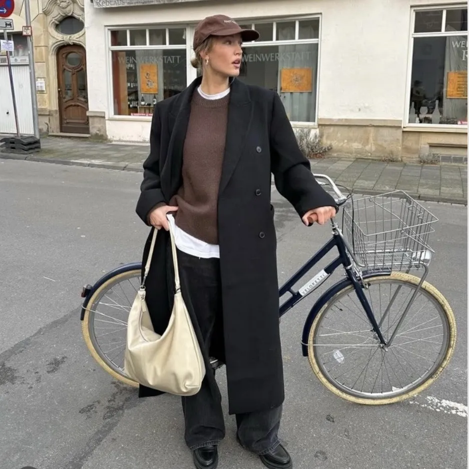 Zara Black Long Wool Blend Coat - Image 2