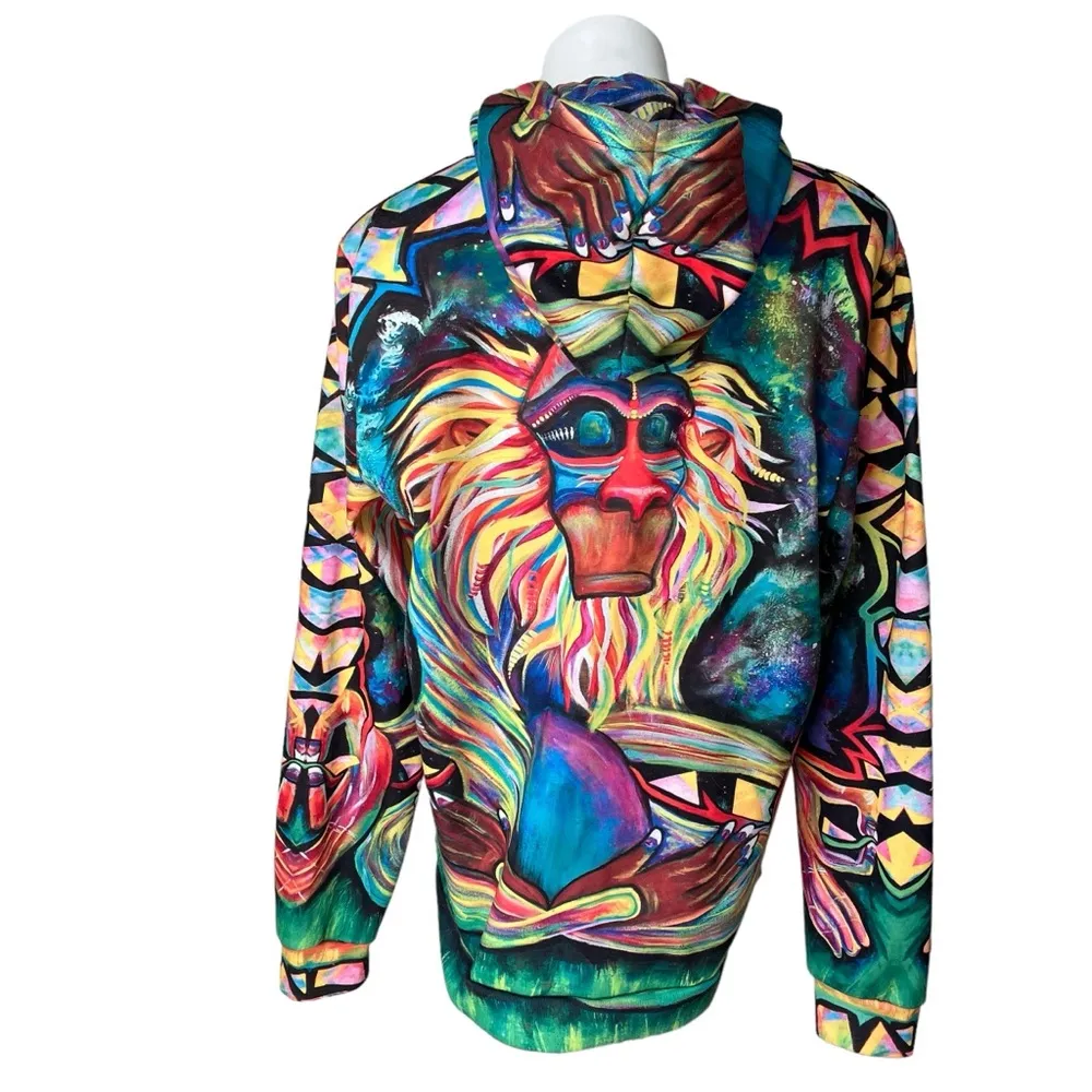 Electro Threadz Meditating Rafiki Unisex Hoodie, Sz L Size L - Image 6