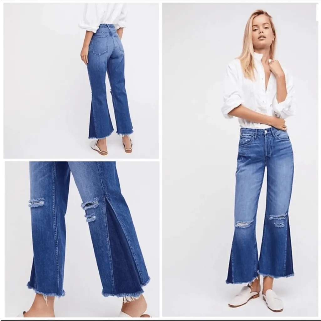 3x1 Higher Ground Gusset in Vasto Cropped Raw Hem Button Fly Flare Jeans - Image 3