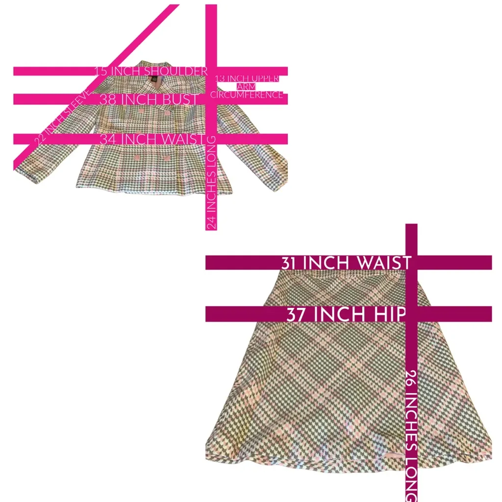 NORTON MCNAUGHTON PINK, TAUPE & CREAM HOUNDS TOOTH PRINT SKIRT SUIT NWT (8P) - Image 13