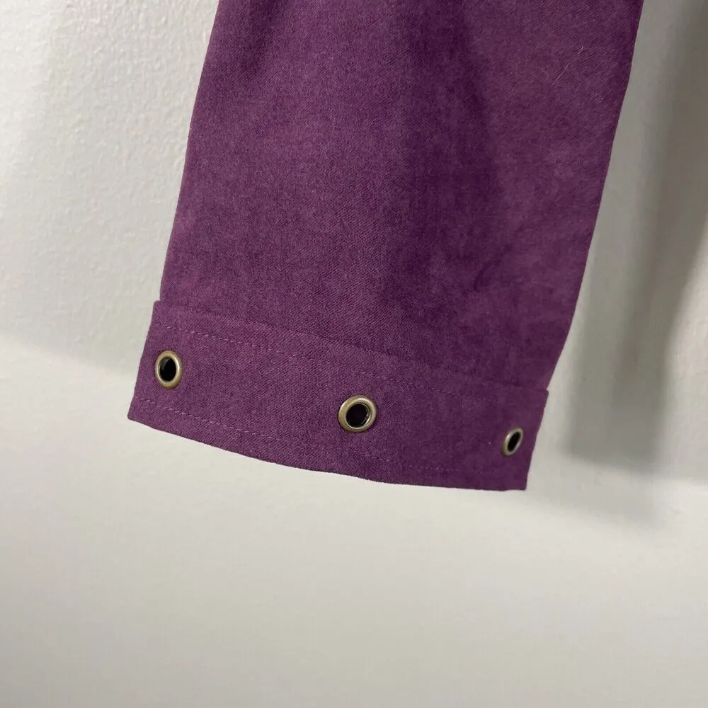 Womens Natural Impressions Open Front Jacket Plum Gold Grommets Size Large Purple - Image 4