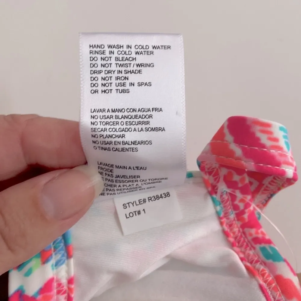 NWT 34B/C Coco Rave halter push-up bikini top hot pink orange ruched middle - Image 8