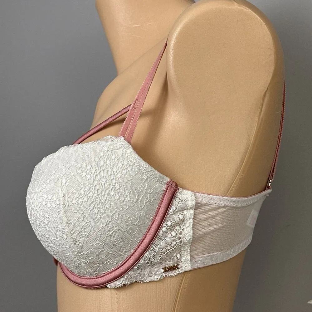 Victoria's Secret Pink Date Push Up Bra Size 34D Padded Underwire Cage Strappy - Image 3