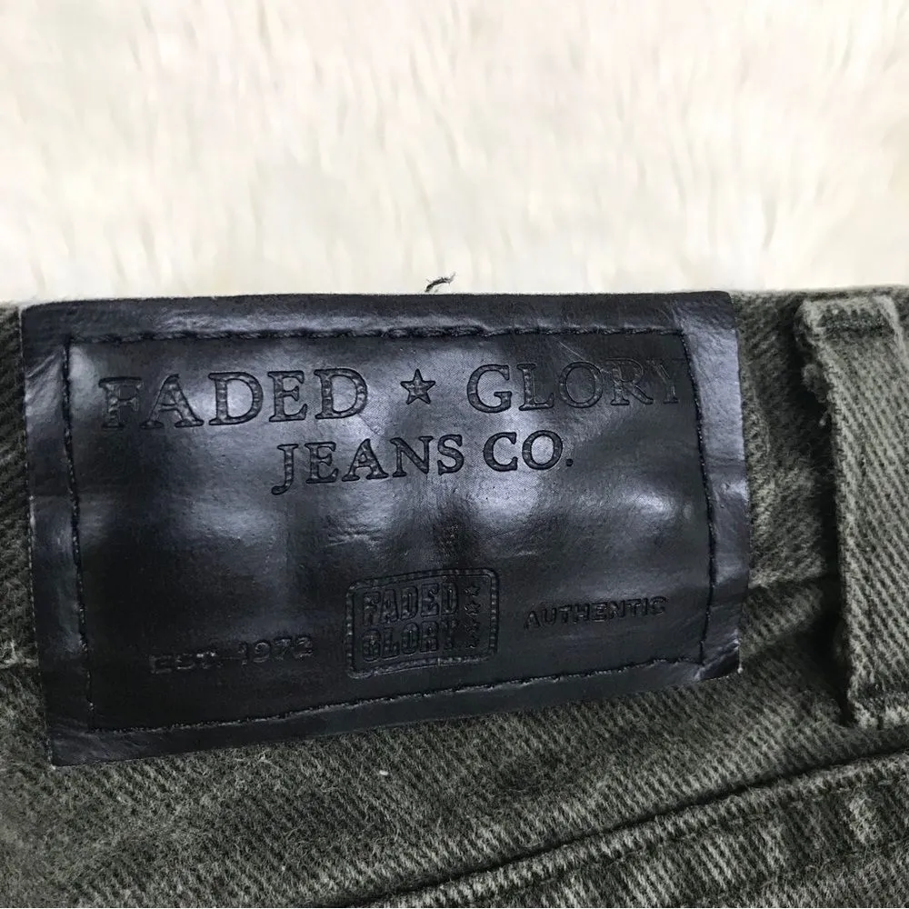 VINTAGE‎ Faded Glory High Rise Jeans Tapered Leg Stonewashed Dark Green Size 10 - Image 3