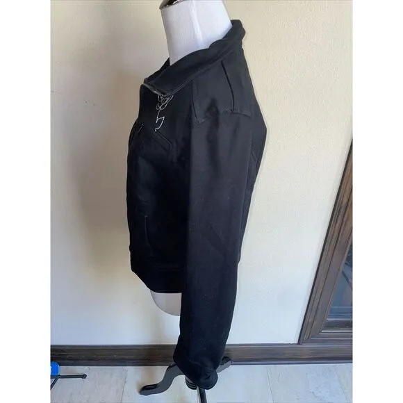 WHITE HOUSE BLACK‎ MARKET 35th Anniversary Embroidered Moto Jacket Black Size 4 - Image 4