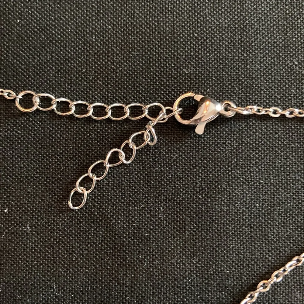 Nightmare Before Christmas Jack and Sally Necklace with Red stone. 18” Long. - Image 4