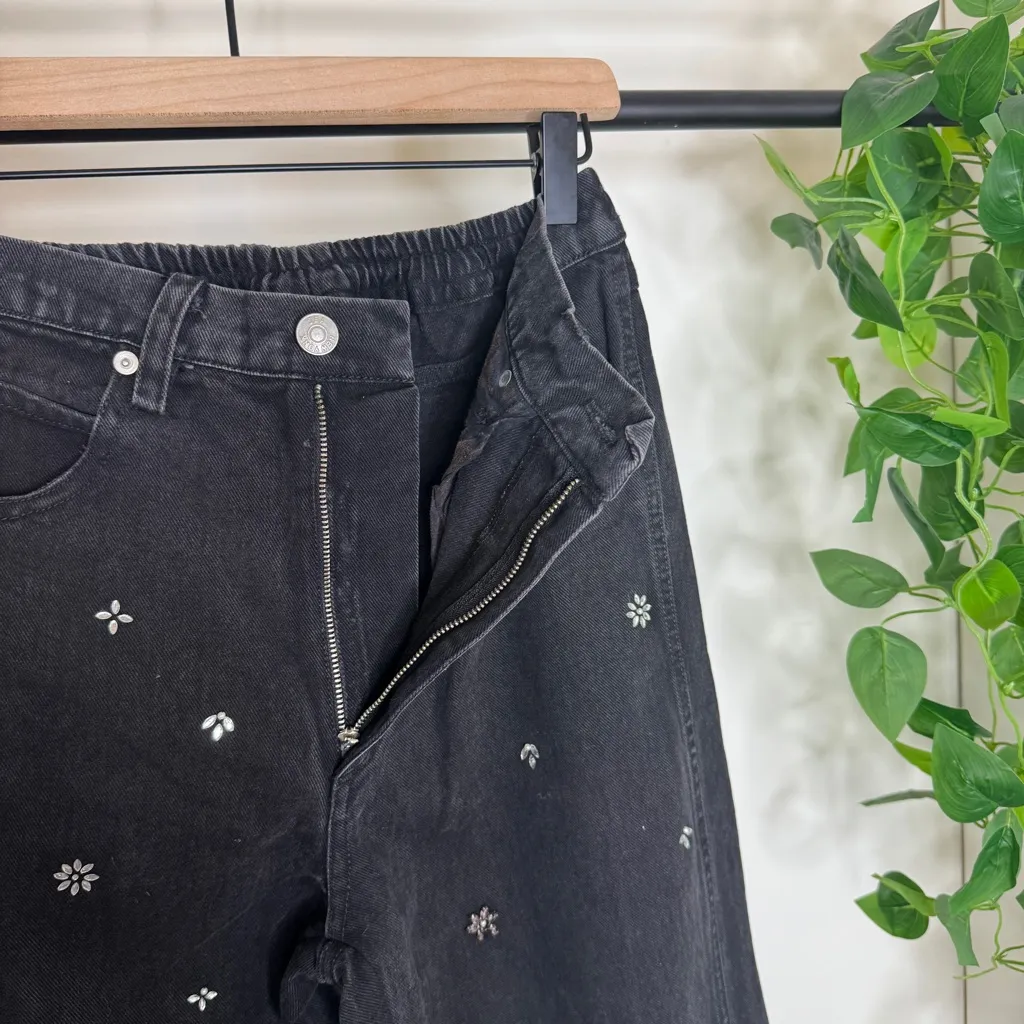 NWT Sea New York Bala Beaded Wide Leg Denim Jeans size 2 NEW Black - Image 11