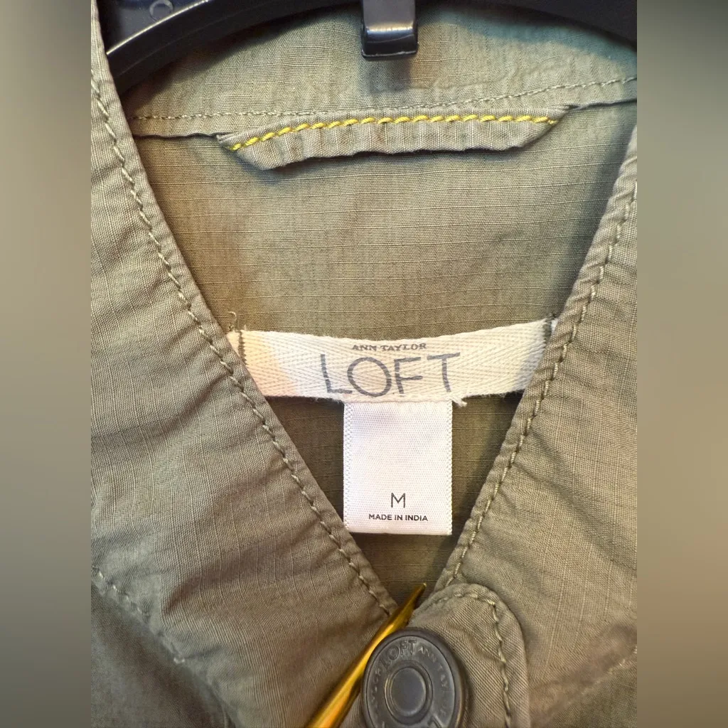 LOFT Lightweight Cinch Waist Military Utility Olive Green Jacket Medium - Image 2