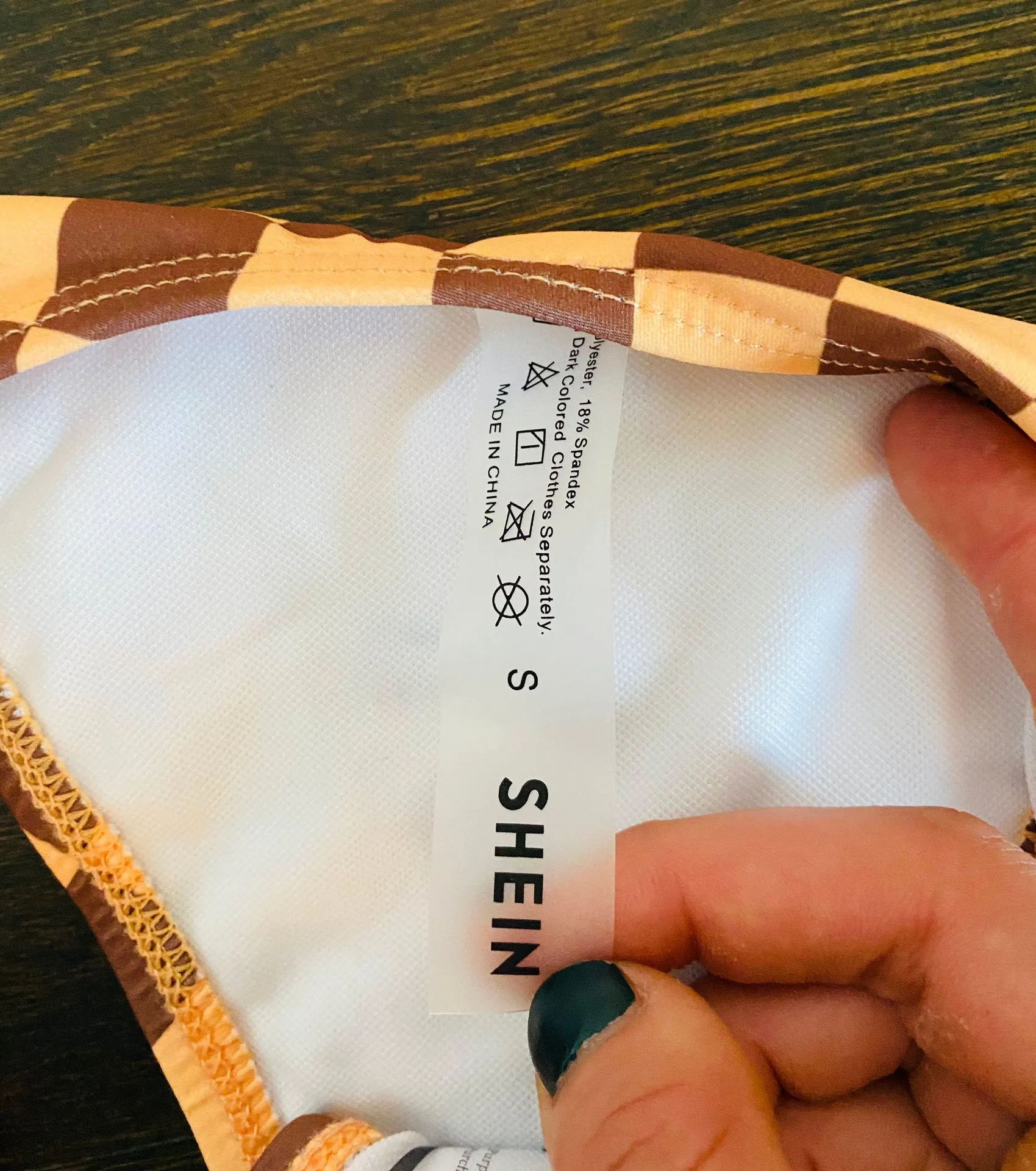 SheIn Brown Checkered Bikini Bottom - Image 3