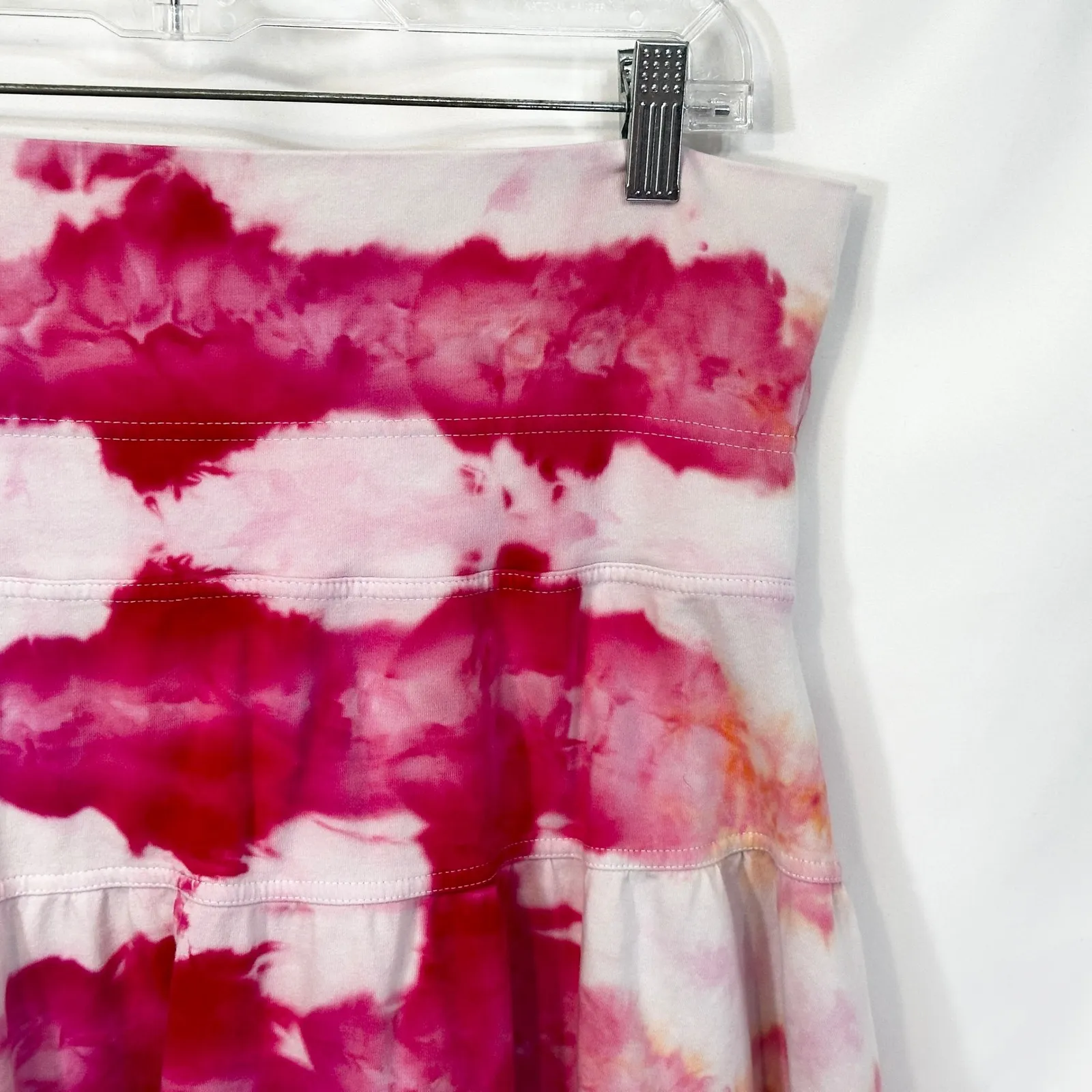 Ann Taylor LOFT Large Skirt Handmade Tie Dye Pink A Line Trumpet Preppy Boho 516 - Image 4