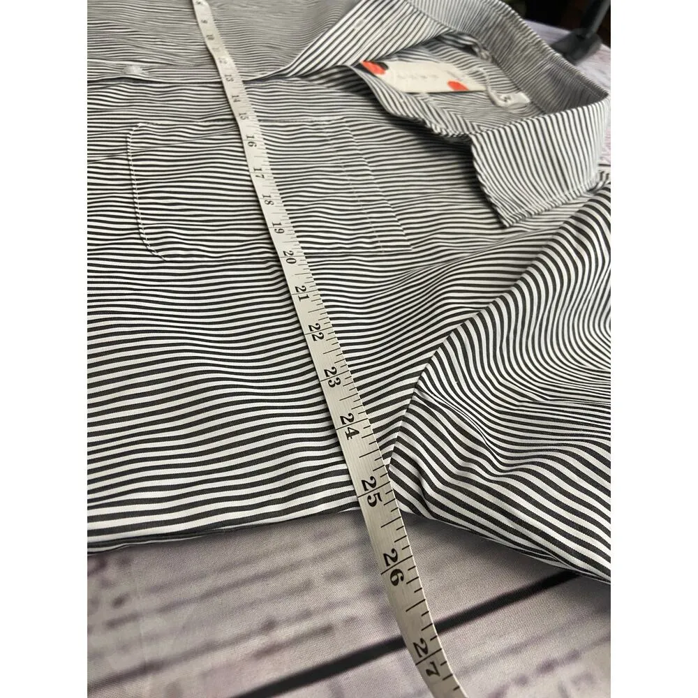 Aisew Button Front Shirt Womens L Pin Striped Long Sleeve Collared NEW Gray Size L - Image 6