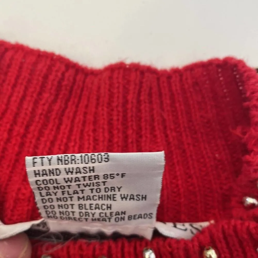 Victoria Jones Vintage 1980’s Mock Neck Oversized Knit Sweater Embellished Sz Sm - Image 10