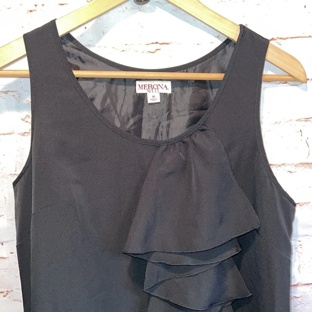 Merona LBD career sleeveless dress 10 knee length black scoop neck lined - Image 2