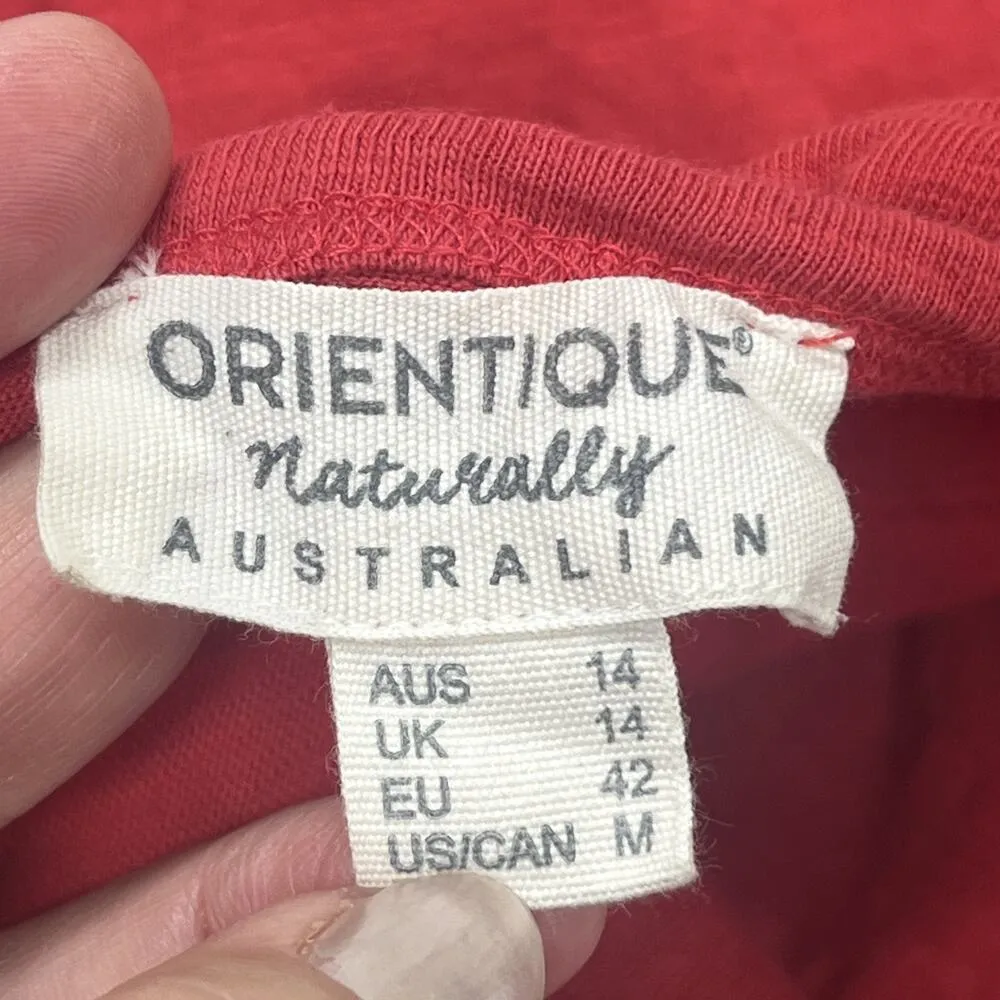 Orientique Australia Red Organic Cotton Dress M Pocket Lagenlook Minimalist Size M - Image 3