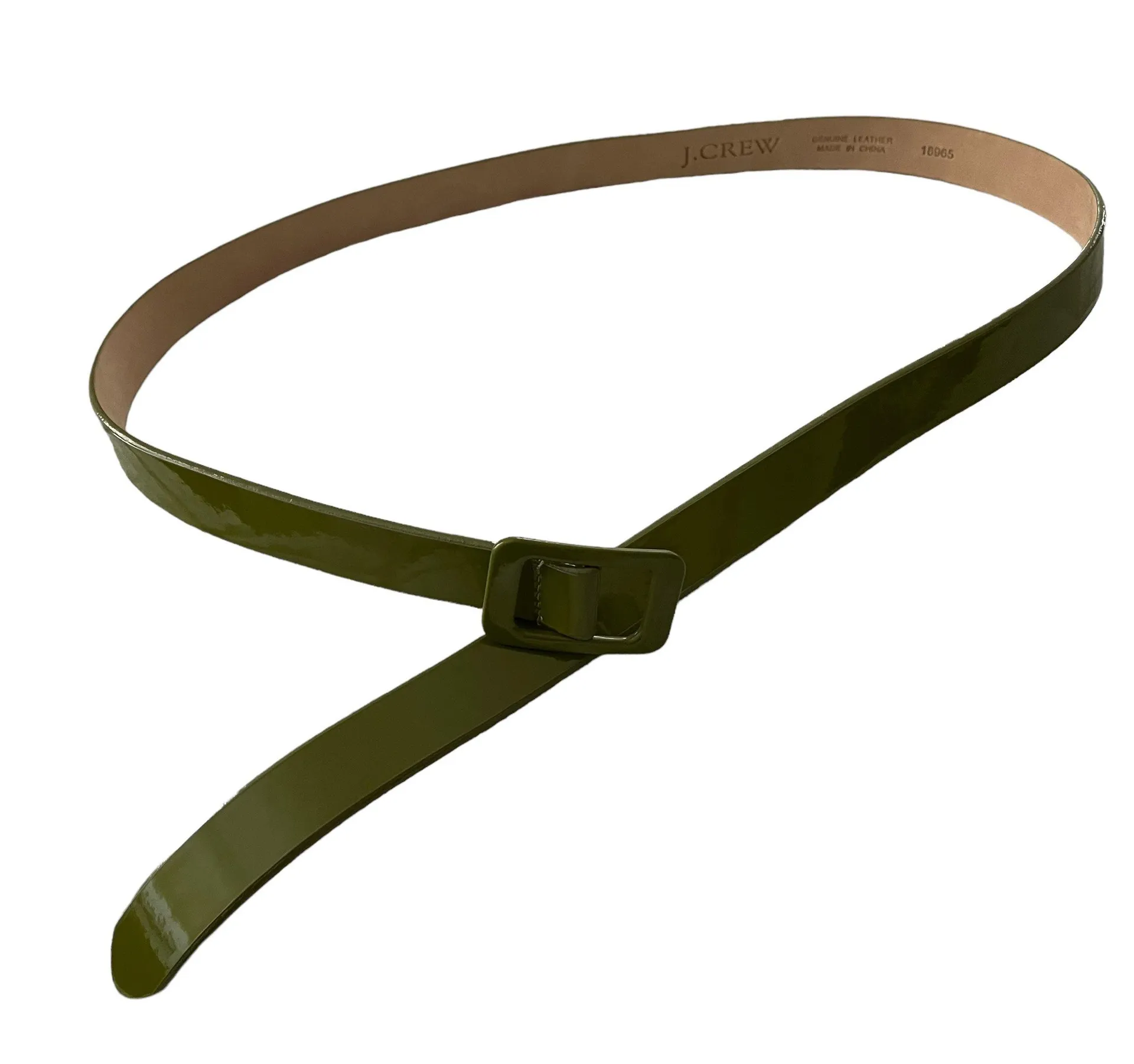  Crew Olive Green Patent Leather Belt, Sz M/L - Image 4