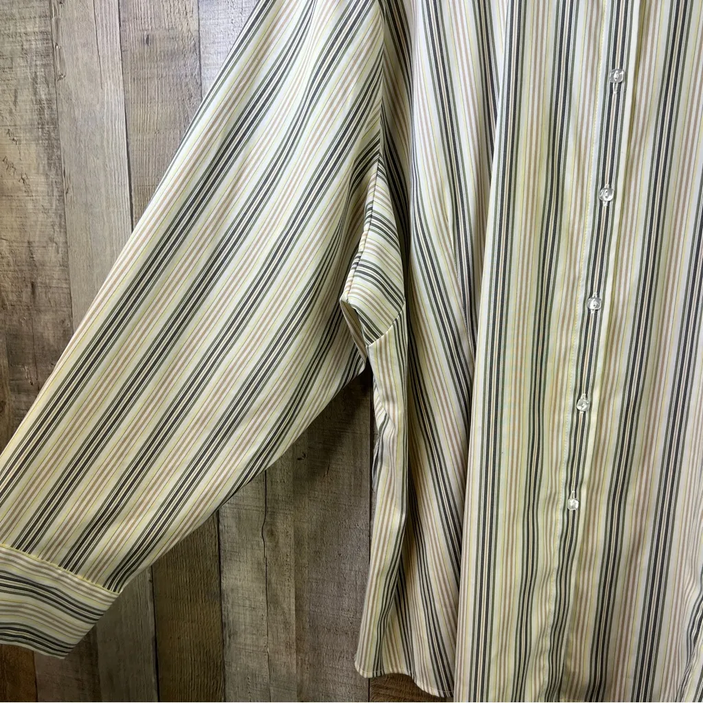 Avenue Stretch 30/32 Button Front Long Sleeve Striped Shirt - Image 3