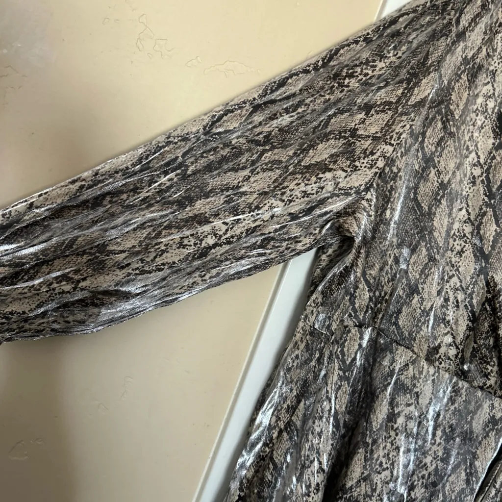 Ava & Viv Brown/Blk  Snake Print Faux Wrap Dress Sz 3X - Image 3