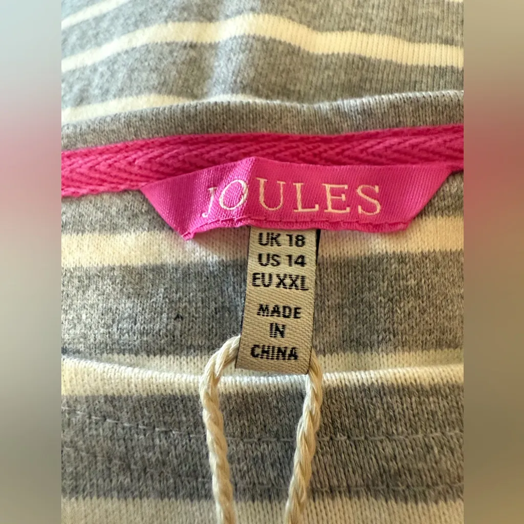 Joules Riviera Dress Gray White Stripe Cotton Casual Travel NWT Size US 14 UK 18 - Image 4