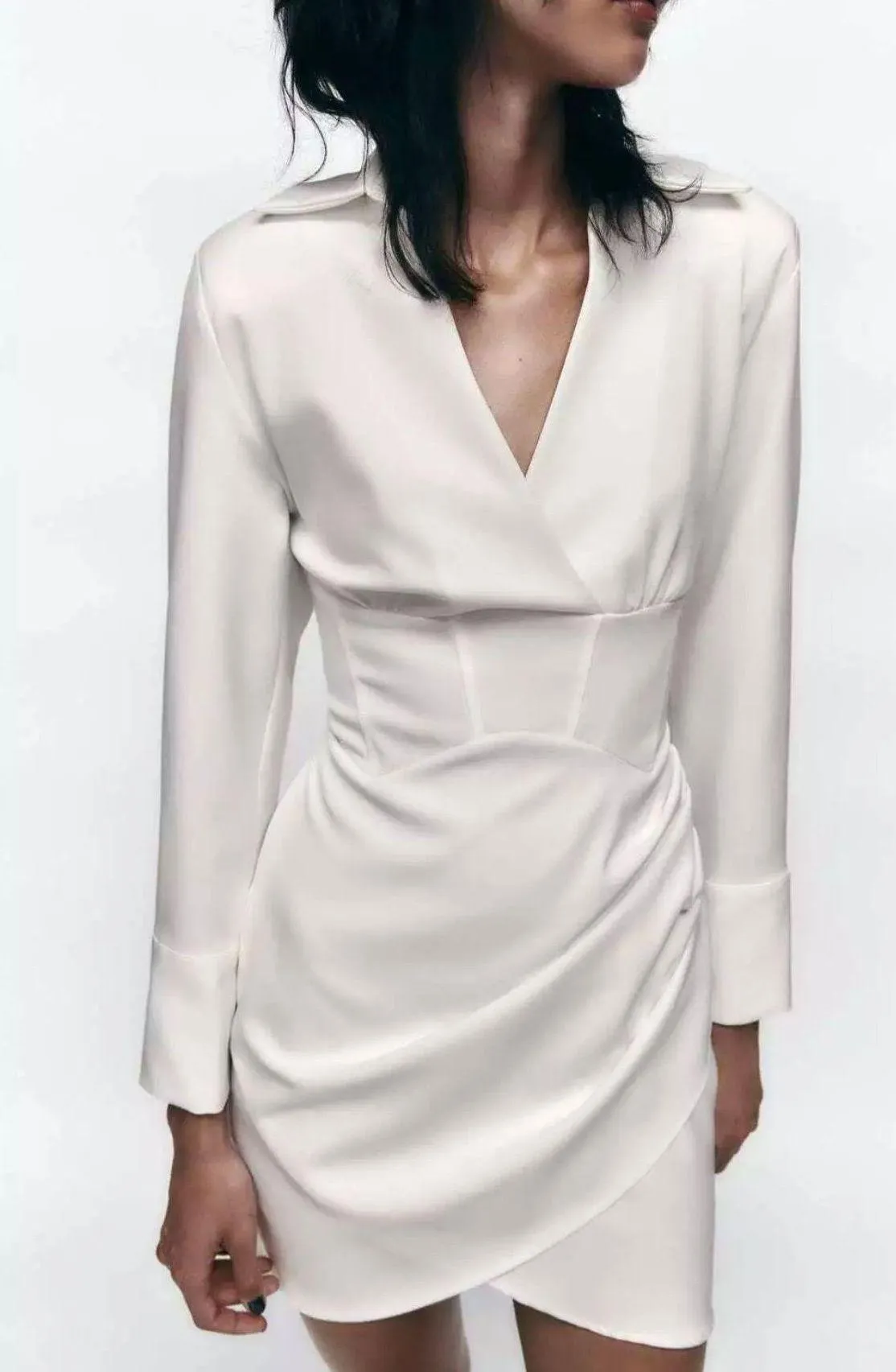 white dress wedding bridal shower corset mini long sleeve - Image 4