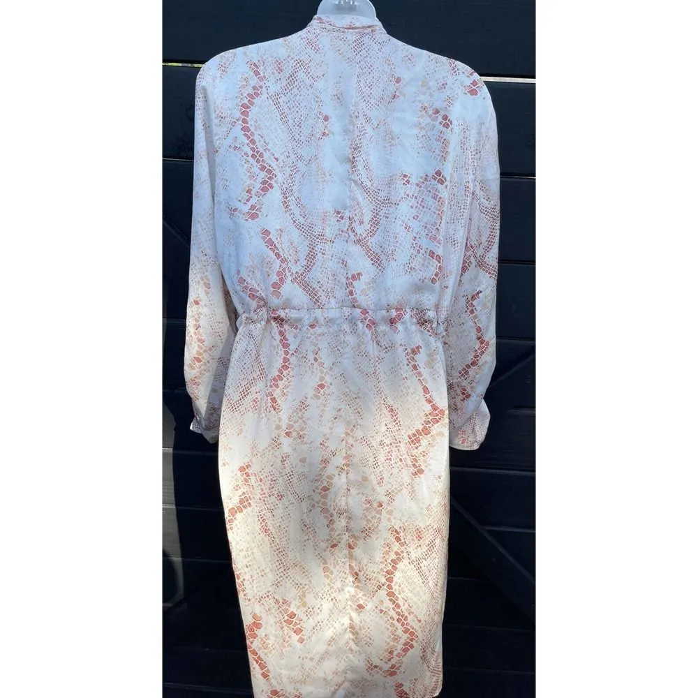 Cupcakes and Cashmere Long Jacket Robe Satin Snakeskin Print Women's Medium NWOT - Image 2