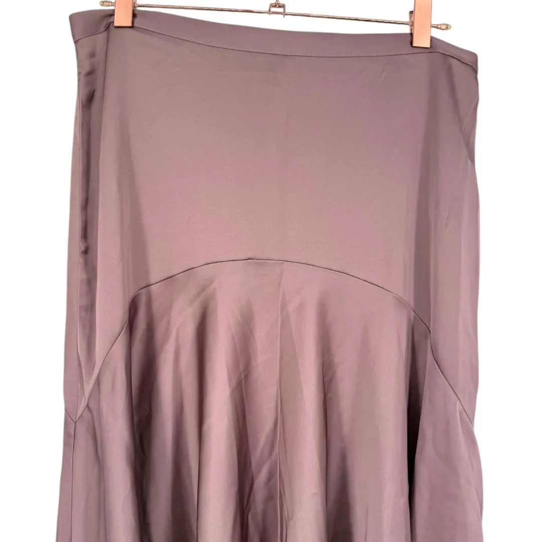 NWT H&M Women's Satin Twill Asymmetrical Hem Midi Skirt Dark Mauve Size 10 - Image 7