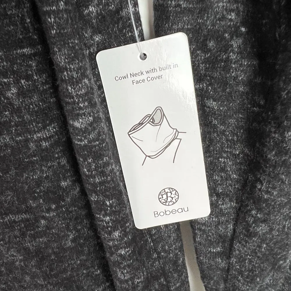 Bobeau NWT  Cowl Neck Built-in Face Mask Midi Dress Raven Black Mix Size Large L - Image 7