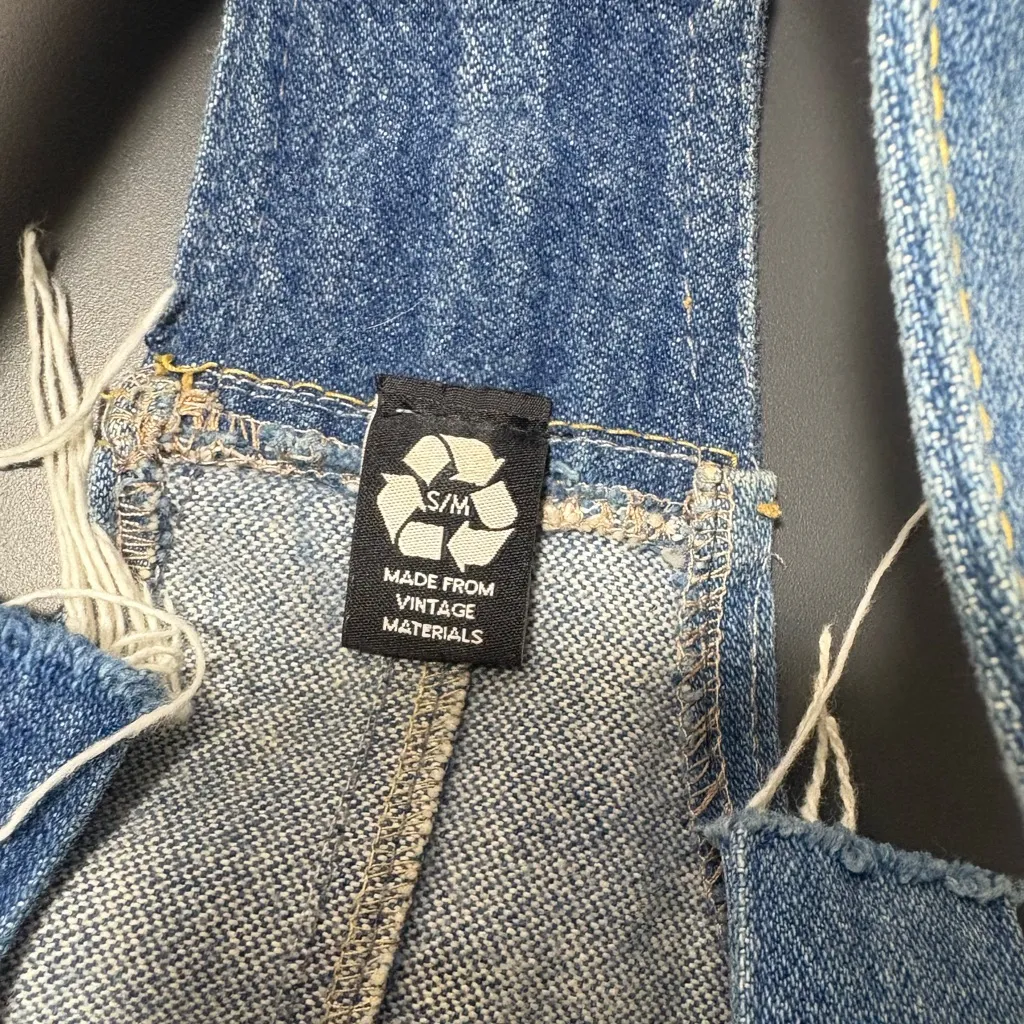 VINTAGE Patchwork Denim Overall Dress Blue Size undefined - Image 9