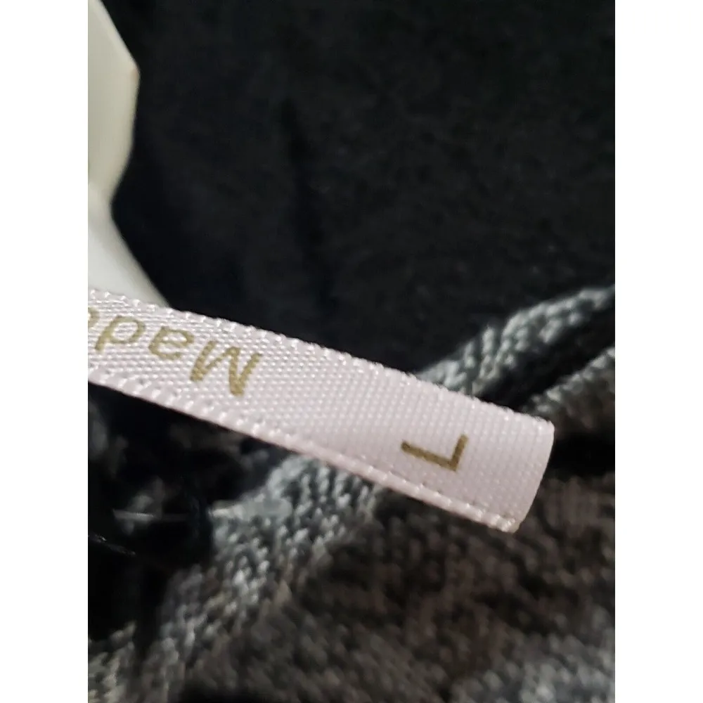 Women's Black & Gray Cotton Belted Long Sleeve Knee Length Dress Size Large - Image 13