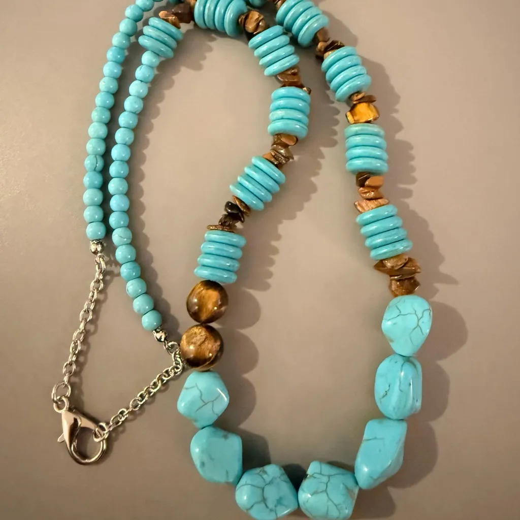 Boho Statement Turquoise Howlite Gemstone Blue - Image 5
